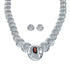 Navajo Reversible Sterling Silver and Coral Necklace Earrings Set SN20290